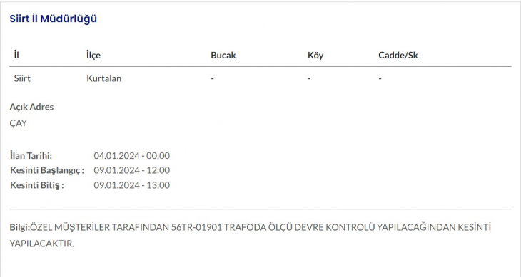 Siirt'te yarın birçok yerde elektrik kesintisi yaşanacak! İşte elektrik kesintisinden etkilenecek mahalleler, ilçeler ve köyler!