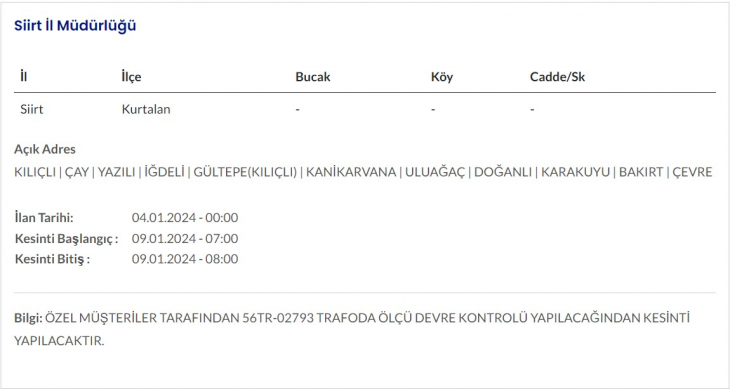 Siirt'te yarın birçok yerde elektrik kesintisi yaşanacak! İşte elektrik kesintisinden etkilenecek mahalleler, ilçeler ve köyler!