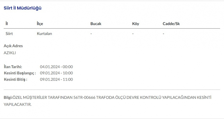 Siirt'te yarın birçok yerde elektrik kesintisi yaşanacak! İşte elektrik kesintisinden etkilenecek mahalleler, ilçeler ve köyler!