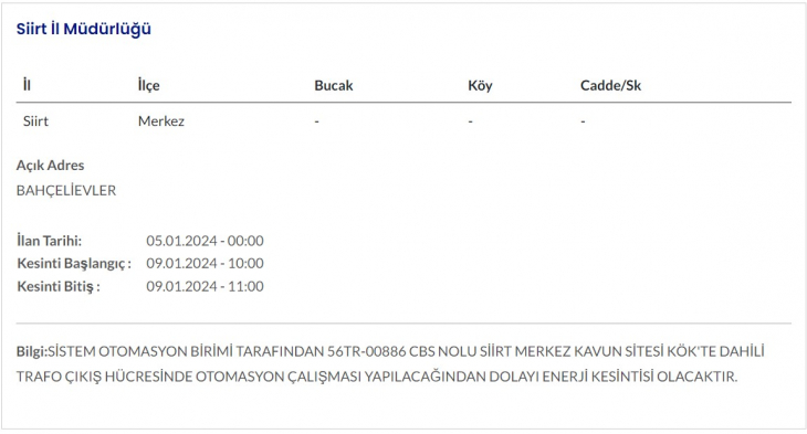 Siirt'te yarın birçok yerde elektrik kesintisi yaşanacak! İşte elektrik kesintisinden etkilenecek mahalleler, ilçeler ve köyler!