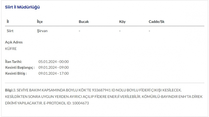 Siirt'te yarın birçok yerde elektrik kesintisi yaşanacak! İşte elektrik kesintisinden etkilenecek mahalleler, ilçeler ve köyler!