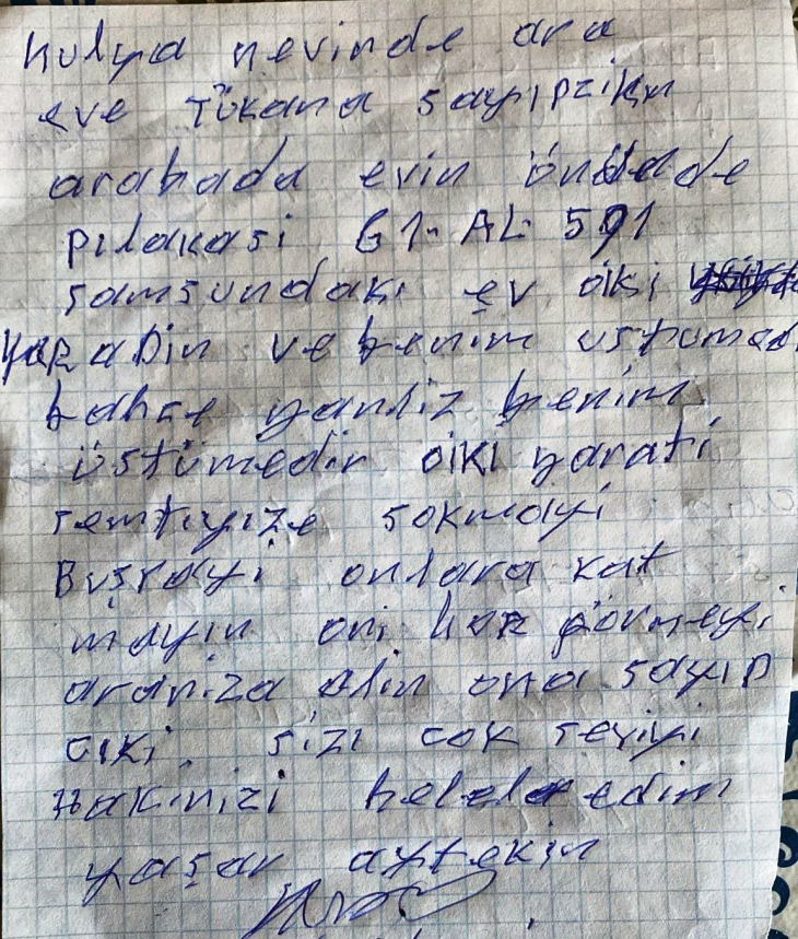 Engelli kızını öldürüp intihar eden babanın son notu ortaya çıktı