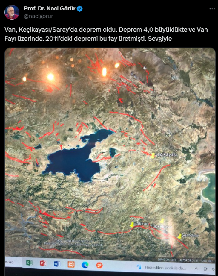 Van'da bugünki deprem sonrası Naci Görür'den dikkat çeken açıklama. 23 Ekim 2011'deki depremi hatırlattı ve uyardı...