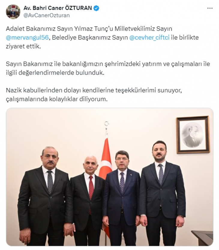 Adalet Bakanı Yılmaz Tunç'u Ziyaret Eden Siirt Heyeti, Yatırımları Değerlendirdi