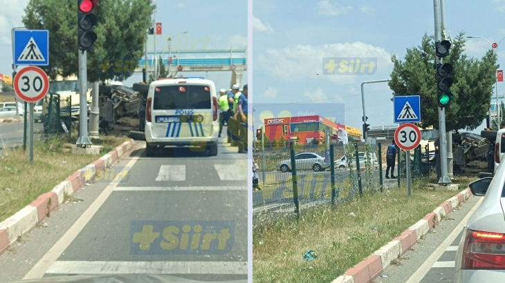 Siirt'te yolcu minibüsü ile çarpışan pikap devrildi! 1 kişi yaralandı