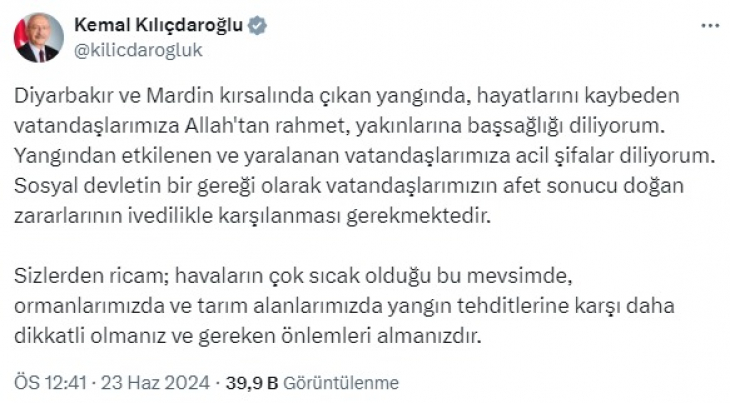 Kılıçdaroğlu'ndan tepki çeken paylaşım! 14 kişinin öldüğü yangını çok geç hatırladı