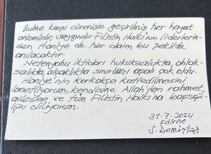 Selahattin Demirtaş HAMAS lideri Haniye için mesaj yayınladı! ''Zulme karşı direnişle geçirilmiş bir hayat anlamlıdır, saygındır''