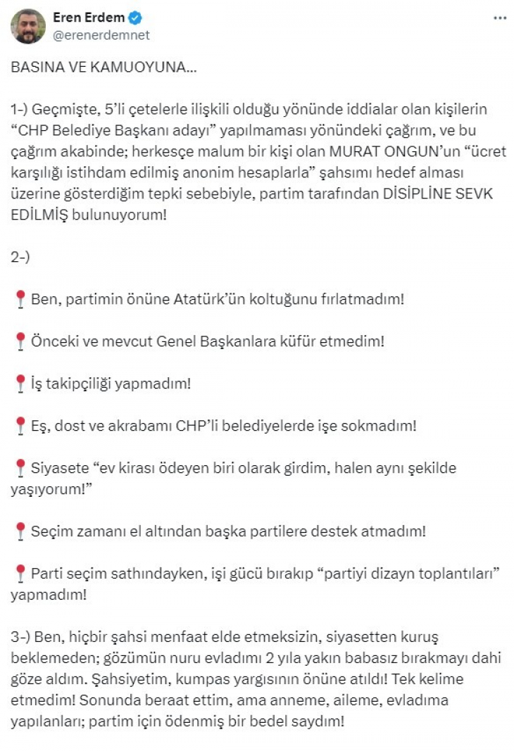 Son Dakika! Erem Erdem, CHP'den istifa etti!