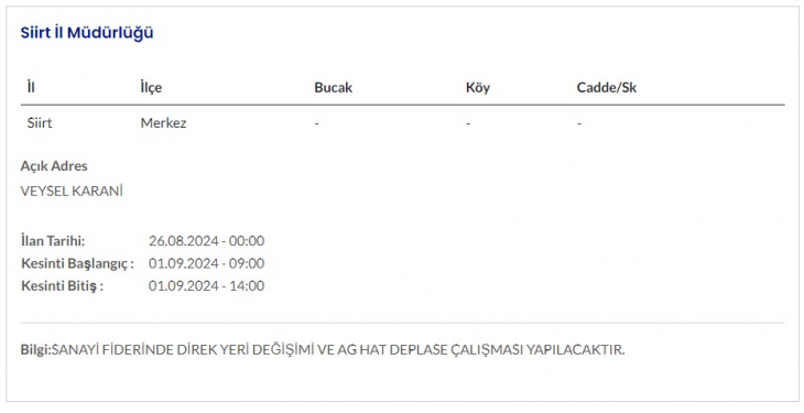 DEDAŞ'tan Siirt ve İlçelerine Planlı Elektrik Kesintisi Uyarısı! İşte hafta sonu Siirt'te yapılacak Elektrik Kesintileri ve Saatleri