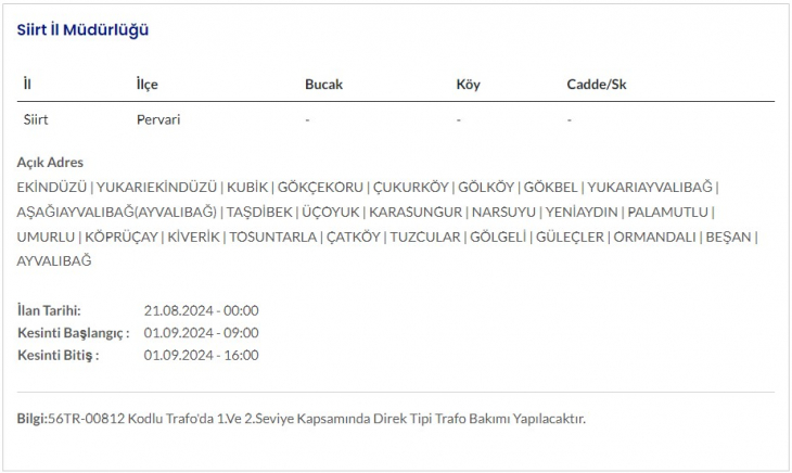 DEDAŞ'tan Siirt ve İlçelerine Planlı Elektrik Kesintisi Uyarısı! İşte hafta sonu Siirt'te yapılacak Elektrik Kesintileri ve Saatleri