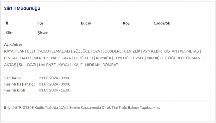 DEDAŞ'tan Siirt ve İlçelerine Planlı Elektrik Kesintisi Uyarısı! İşte hafta sonu Siirt'te yapılacak Elektrik Kesintileri ve Saatleri