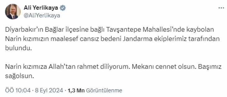 Bakanların Narin mesajında dikkat çeken ortak nokta! Üç bakan da aileye başsağlığı dilemedi