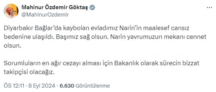 Bakanların Narin mesajında dikkat çeken ortak nokta! Üç bakan da aileye başsağlığı dilemedi