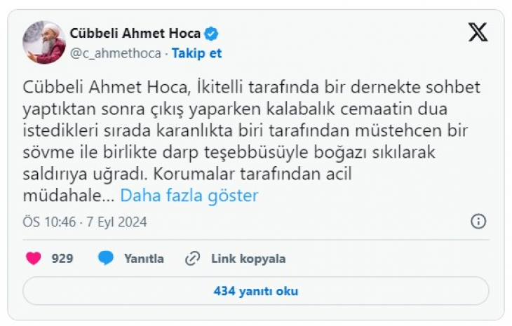 Son dakika: Cübbeli Ahmet sohbet çıkışı saldırıya uğradı!